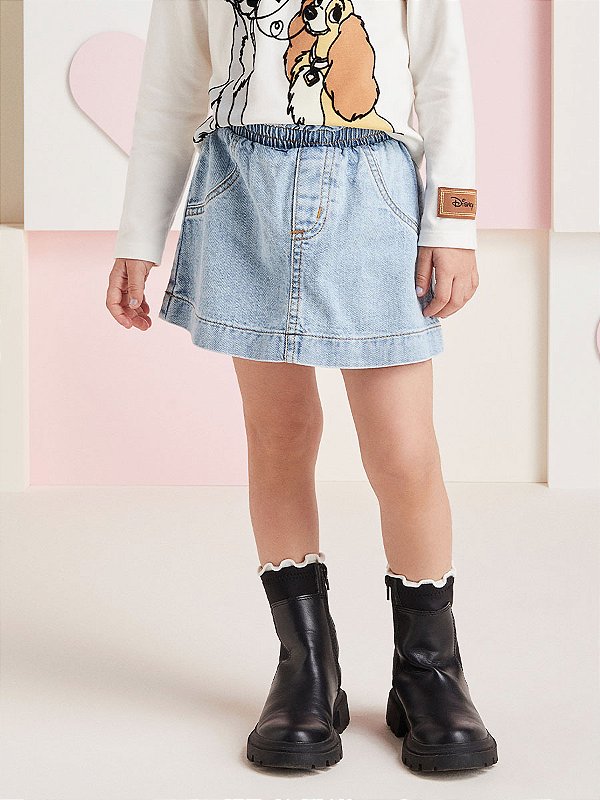 Shorts Saia Infantil Jeans Momi