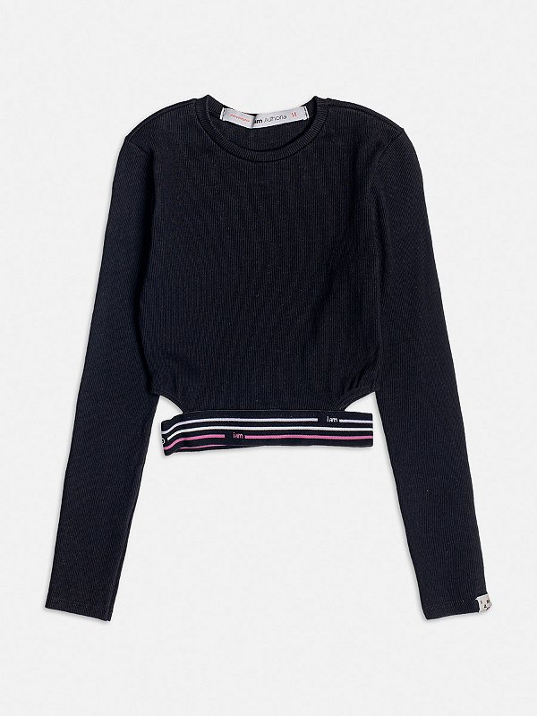 Blusa Ribana Preta M/l Elastico I Am