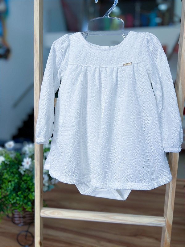 Vestido Bebe Branco Body Nini Bambini