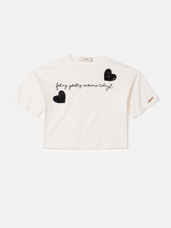Blusa Infantil Corações Paete Anime