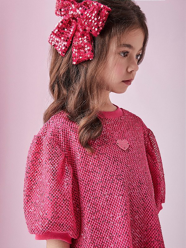 Vestido Paete Infantil Pink Anime