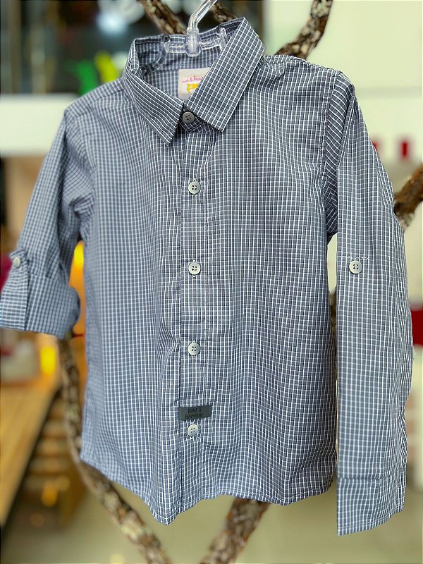Camisa Infantil Xadrez Cinza Nini Bambin