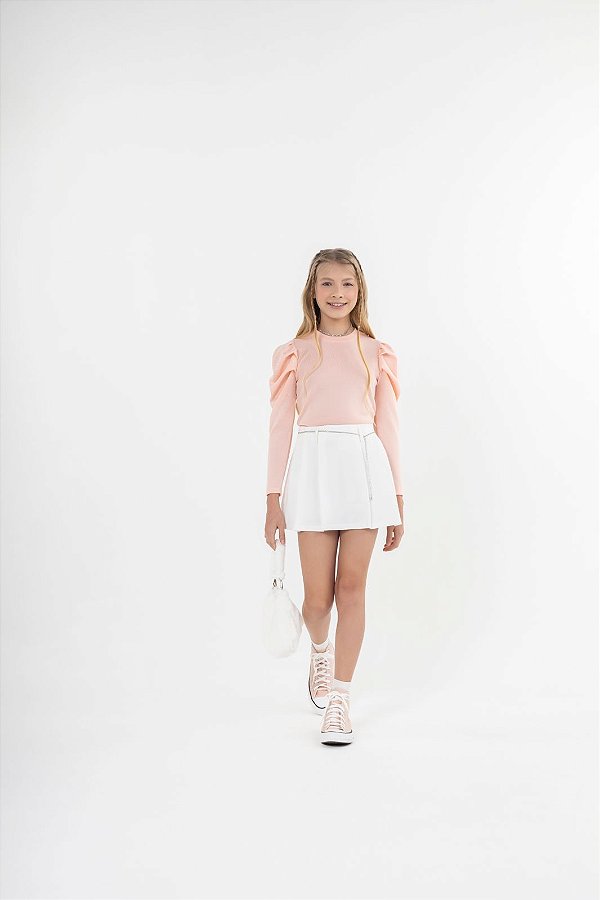 Blusa Teen Salmon Strass Bobbyluu