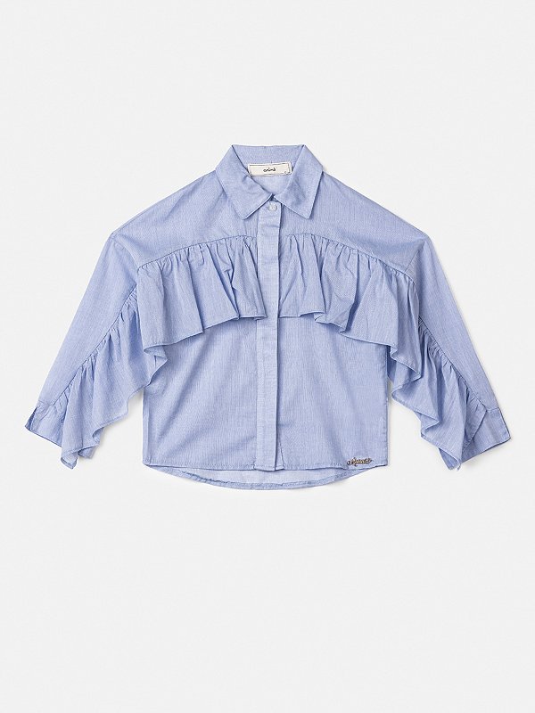 Camisete Infantil Babados Azul Claro