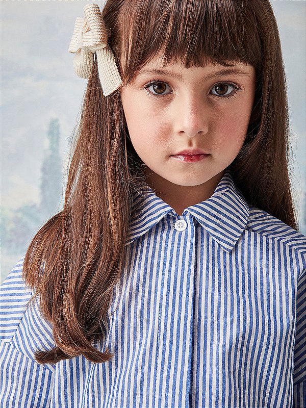Camisa Infantil Listrado Azul Anime