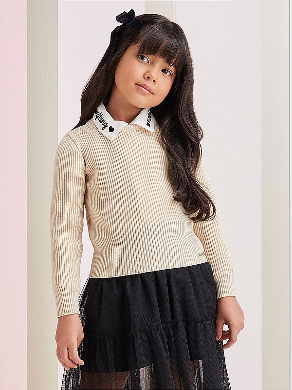 Blusa Infantil Tricot Bege Momi