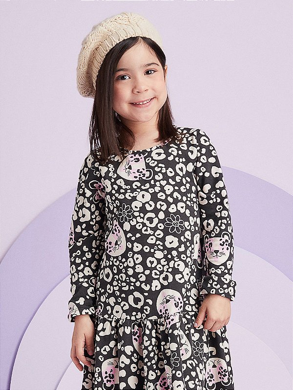 Vestido Infantil Oncinha Preto Momi