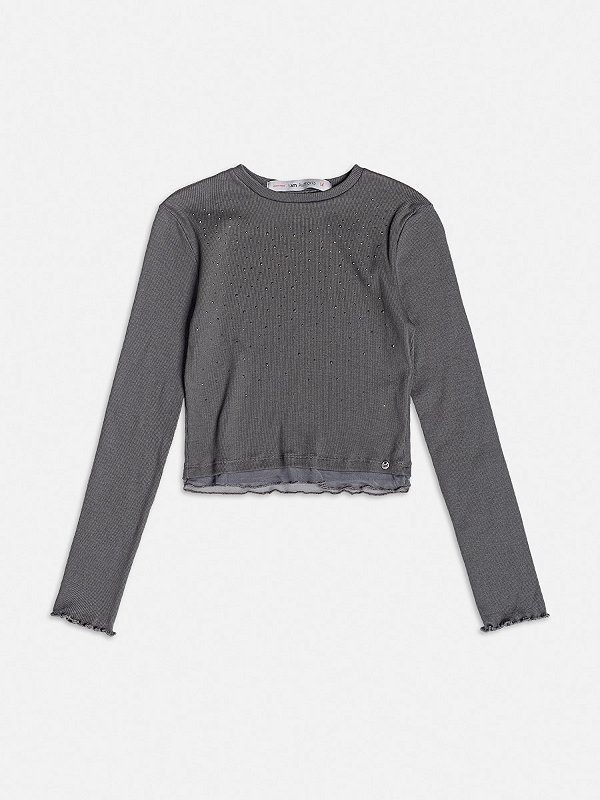 Blusa Com Tule Cinza Escuro I Am