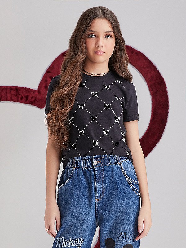 T Shirt Mickey Strass Preto I Am