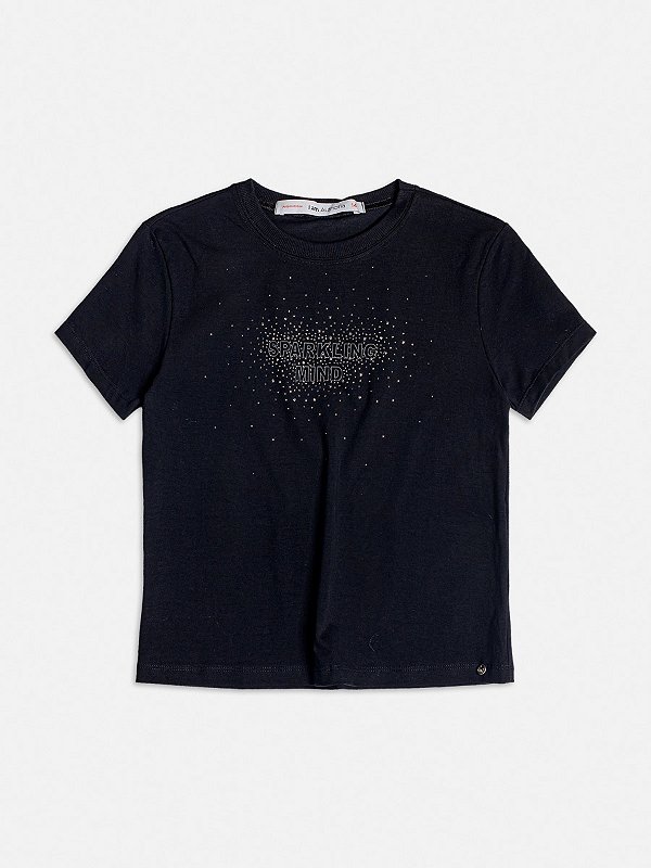 T Shirt Estampa Strass Preto I Am