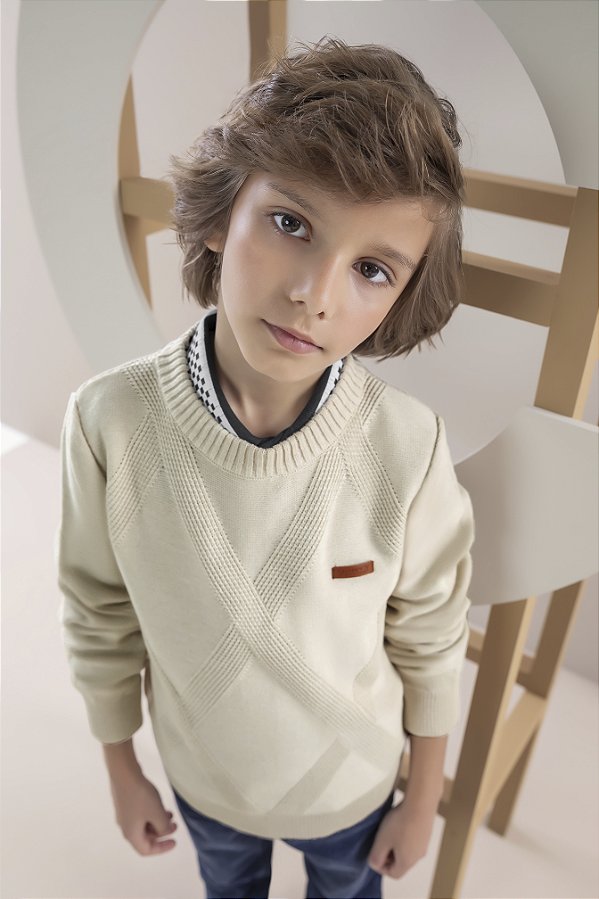 Sueter Tricot Trançado Areia Charpey