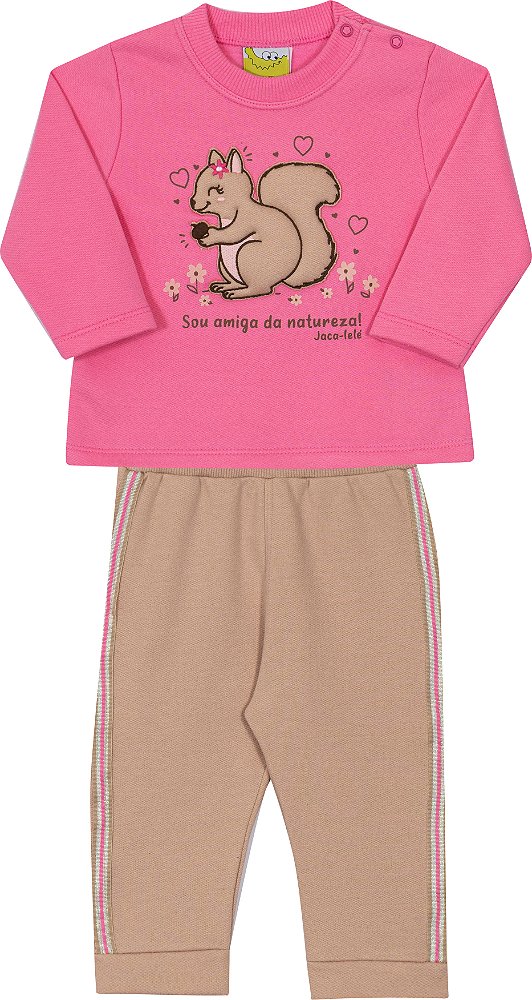 Conjunto Infantil Esquilo Rosa Jaca lelé