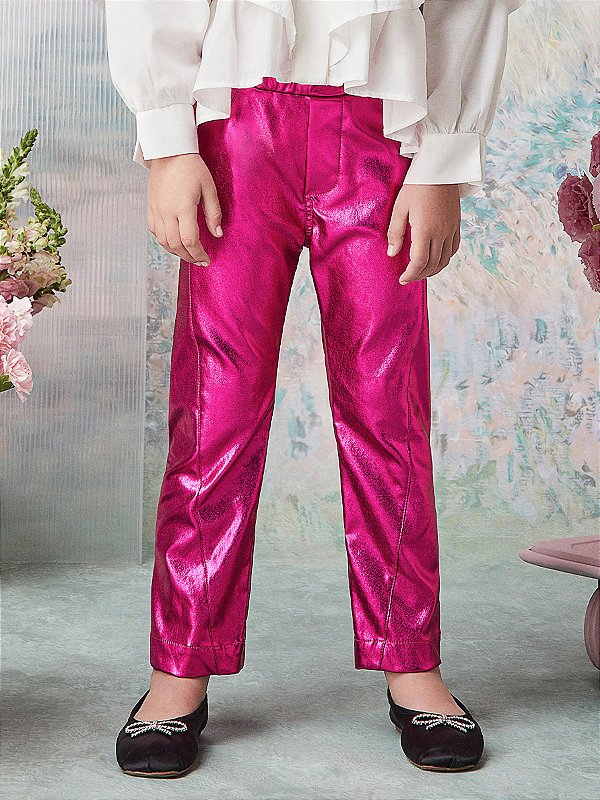 Calca Infantil Metalizada Pink Luz Anime