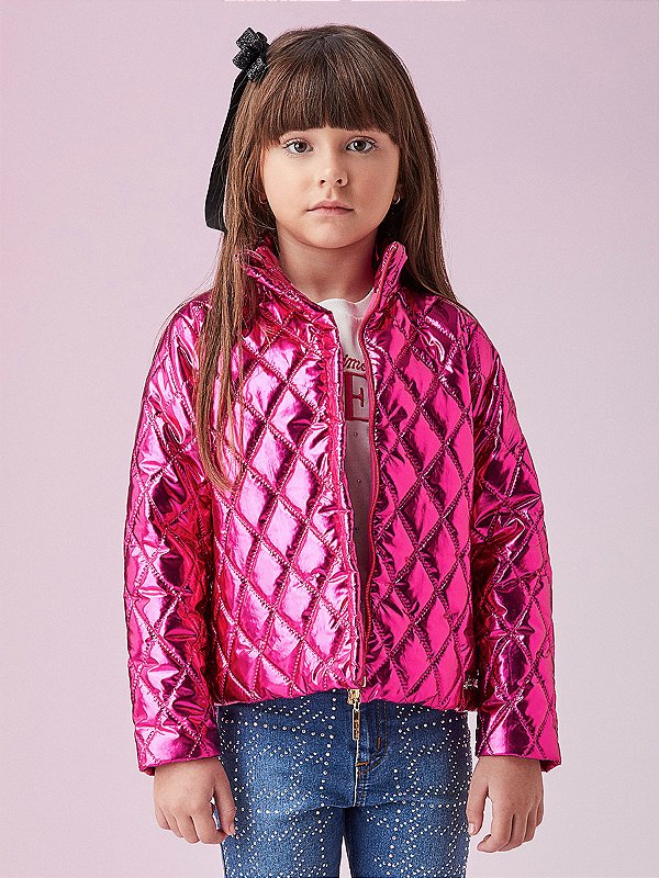 Jaqueta Infantil Matelasse Pink Luz Anim
