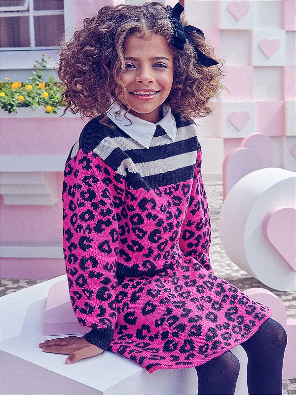 Conjunto Tricot Listras Onça Momi