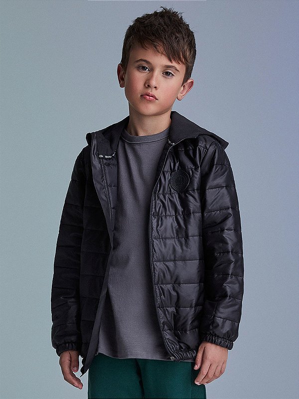 Jaqueta Infantil Puffer Preto Youcci