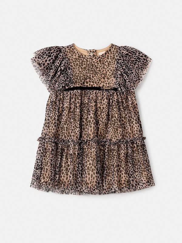 Vestido Bebe Tule Animal Print Anime