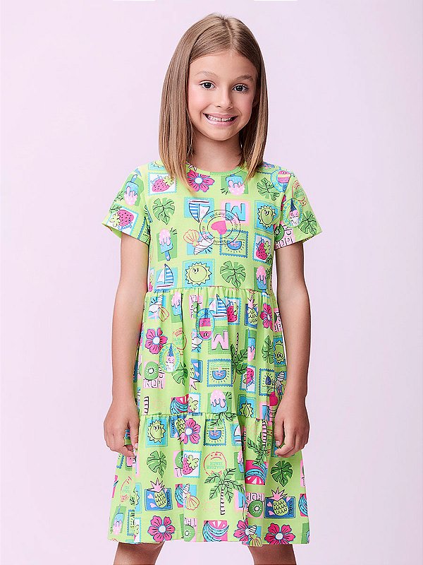 Vestido Infantil Icones Tropicais Momi