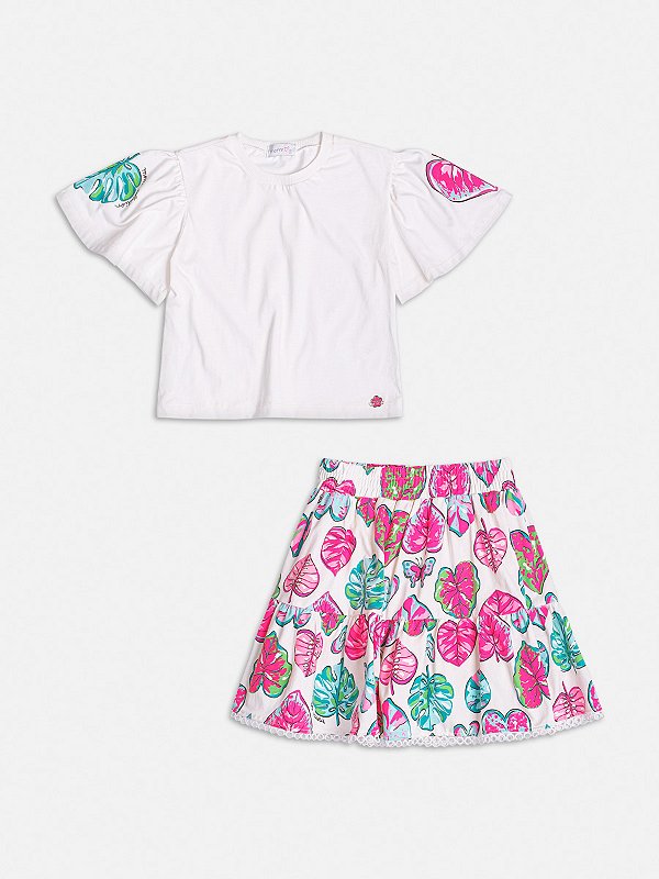 Conjunto Infantil Folhagem Com Saia Momi
