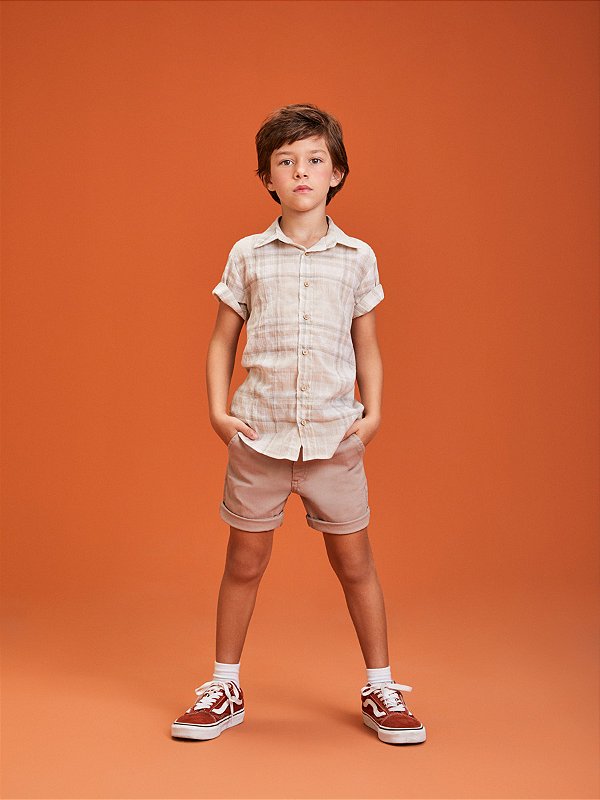 Bermuda Infantil Bege Escuro Youcci