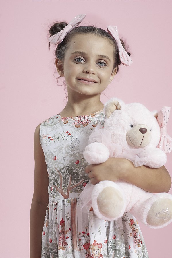 Vestido Infantil Estampa Arvore Laço Pituchinhus