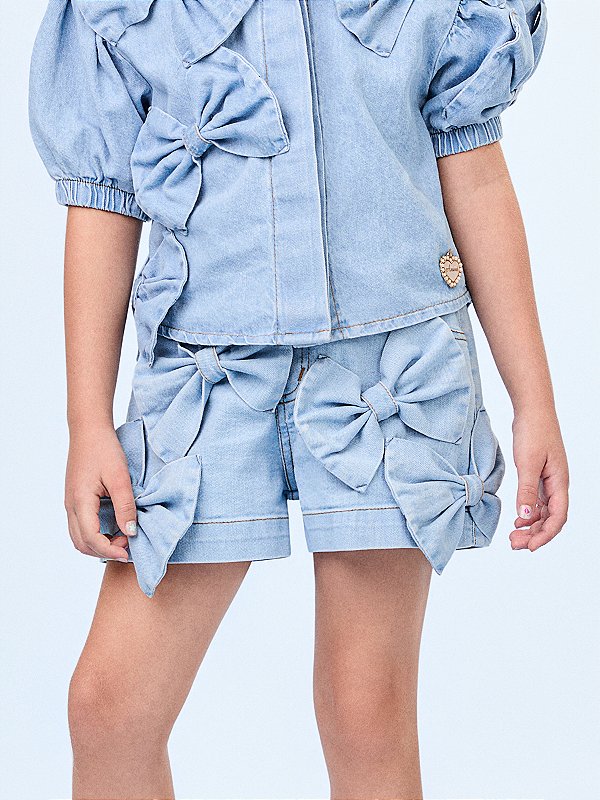 Shorts Infantil Lacos Jeans Anime