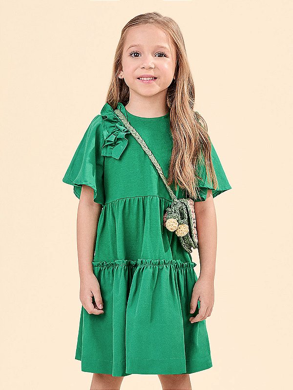 Vestido Infantil Petite Verde Puro Anime