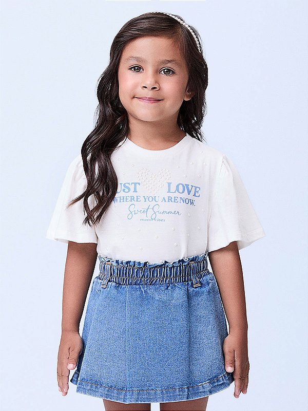 Blusa Infantil Just Love Perolas Momi