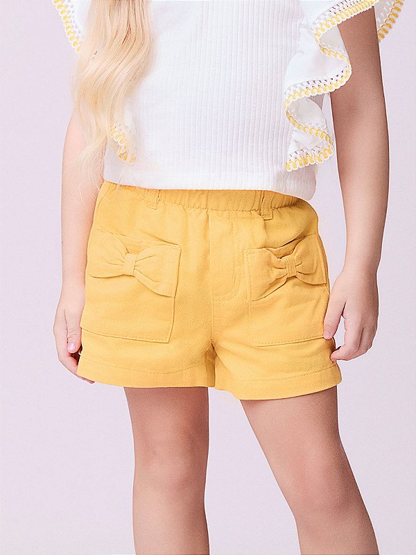 Shorts Infantil Amarelo Sol Momi