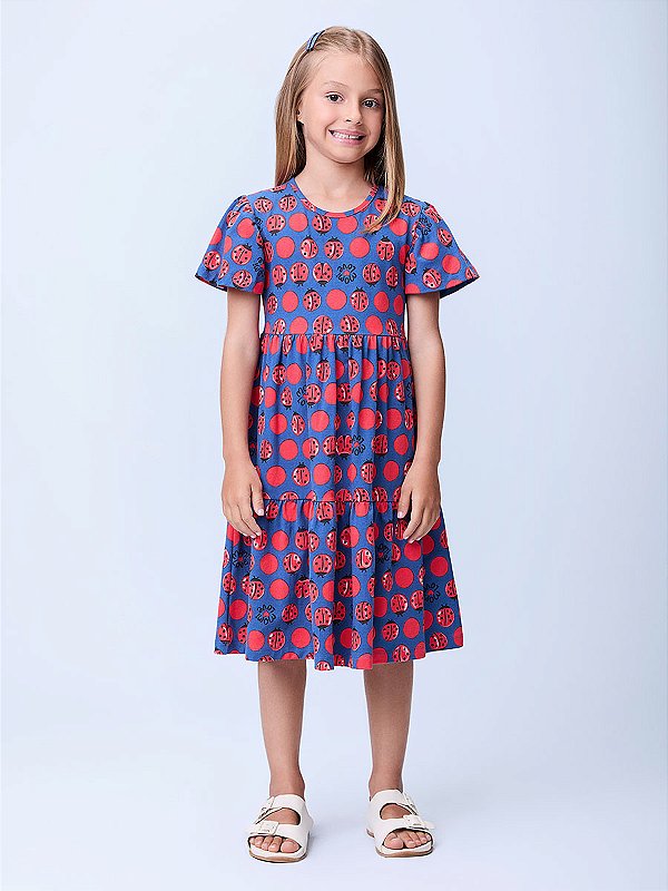 Vestido Infantil Poa Joaninhas Momi