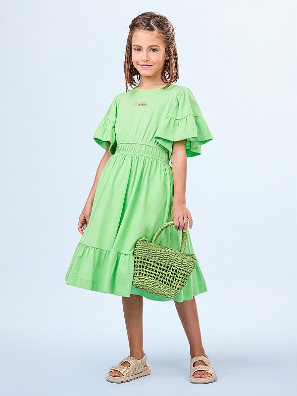 Vestido Infantil Verde Apple Mint Anime