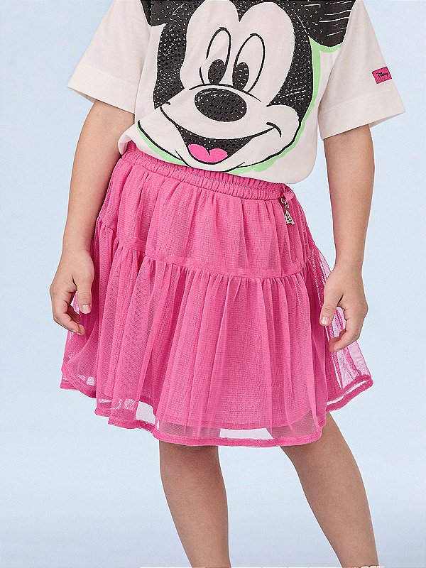 Saia Tule Infantil Rosa Pink Anime