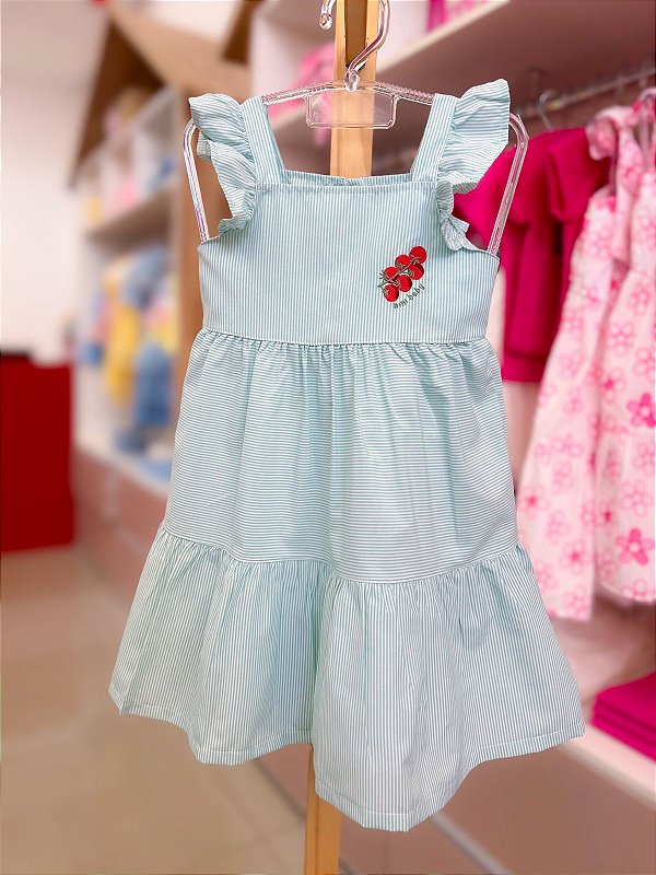 Vestido Infantil Listrado Cereja Nini Bambini