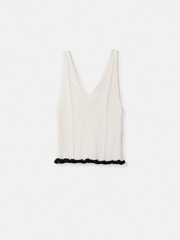 Regata Teen Tricot Off Com Friso Preto Authoria