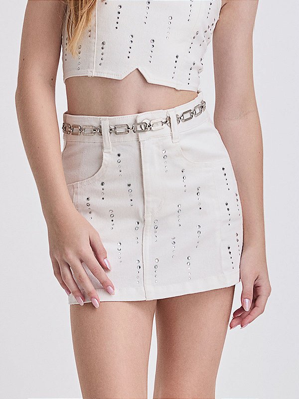 Saia Sarja Teen Com Strass Off White I Am