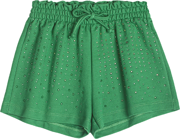 Shorts Infantil Com Strass Verde Momi