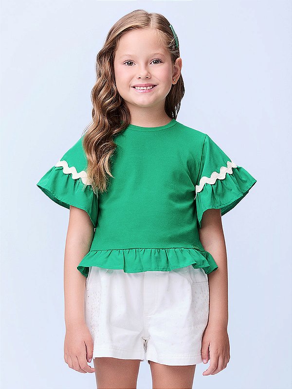 Blusa Infantil Sianinha Verde Puro Momi