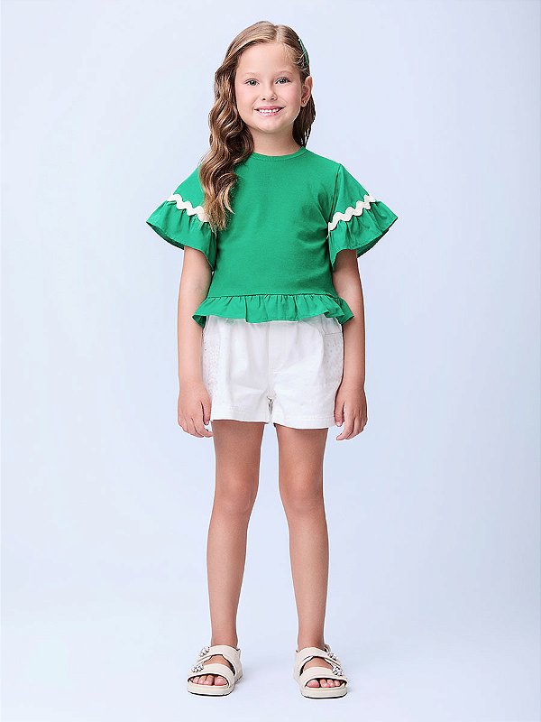 Shorts De Sarja Com Strass Off White Momi