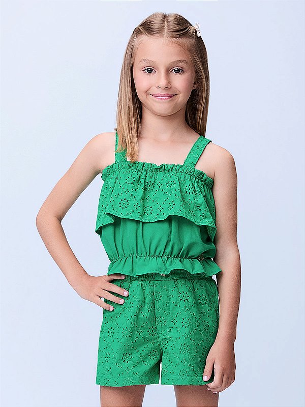 Conjunto Infantil Com Laise Verde Momi