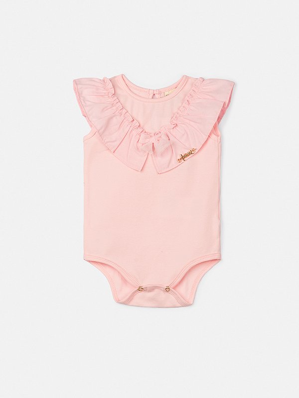 Body Bebe Com Babado Sobreposto Rosa Anime