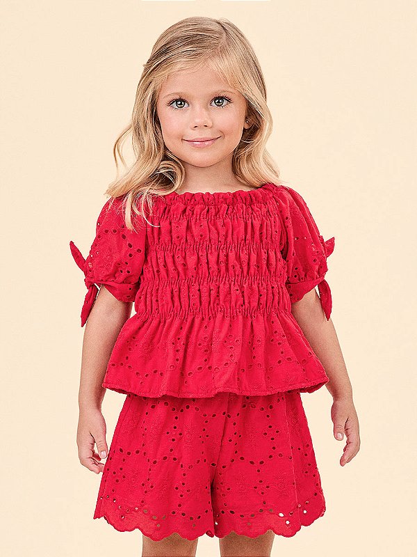 Conjunto Infantil Laise Vermelho Real Anime