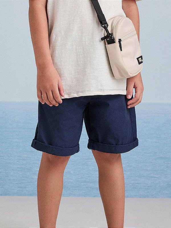 Bermuda Infantil De Sarja Azul Marinho Youcci