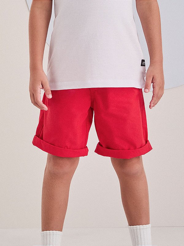 Bermuda Infantil De Sarja Vermelho Youcci