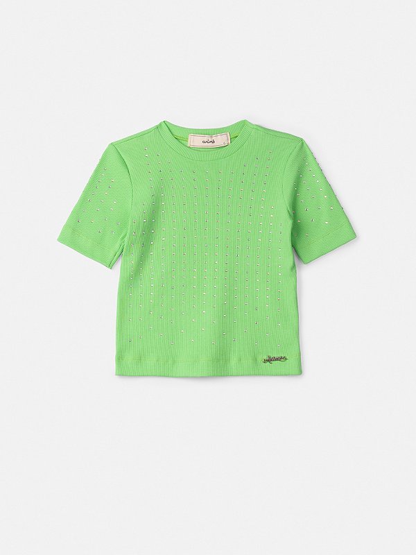 Blusa Infantil Com Strass Verde Anime