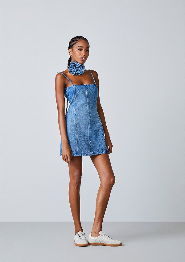 Vestido Jeans Com Strass Authoria