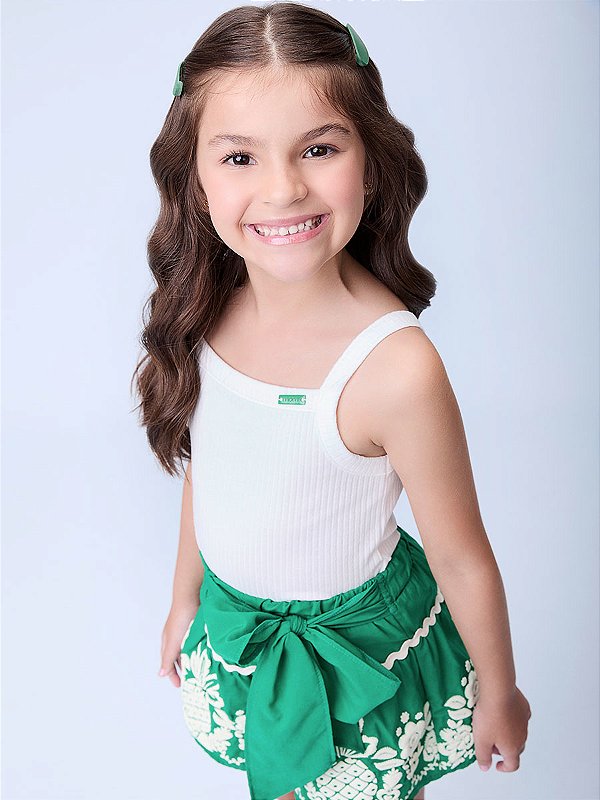 Conjunto Infantil Shorts Verde Pure Abacaxi Momi,