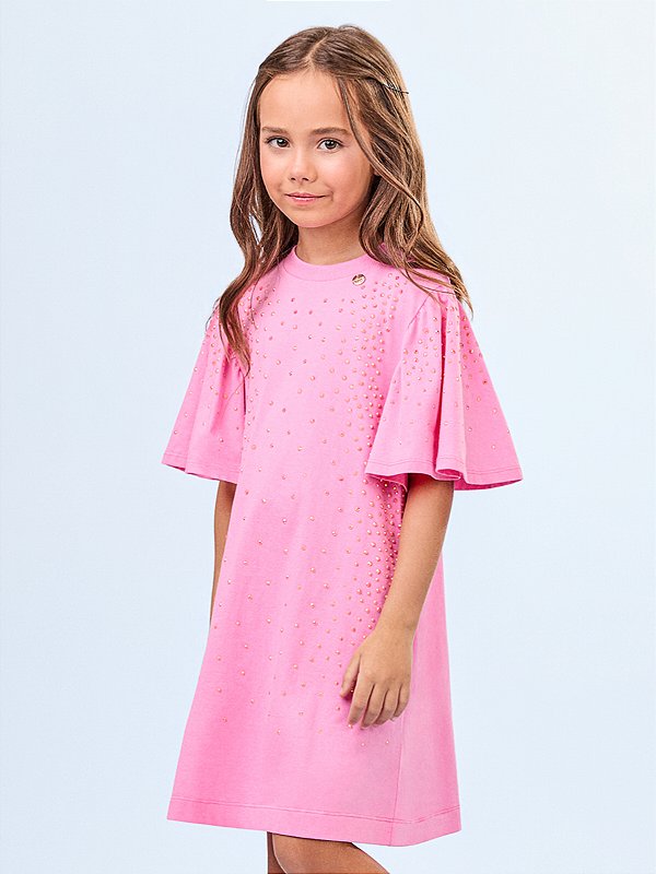 Vestido Infantil Strass Rosa Babaloo Anime