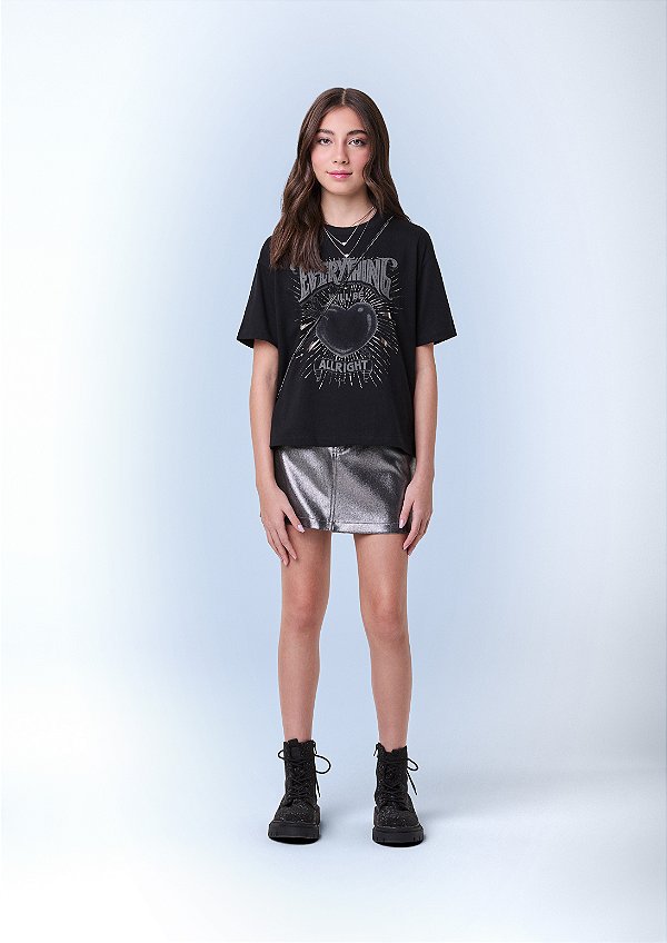 T Shirt Estampada Preta Teen I Am