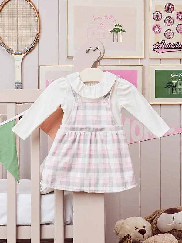 Vestido Bebe Ml Plush Xadrez Momi