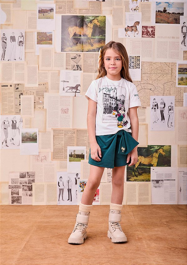 Short Saia Infantil Verde Anime